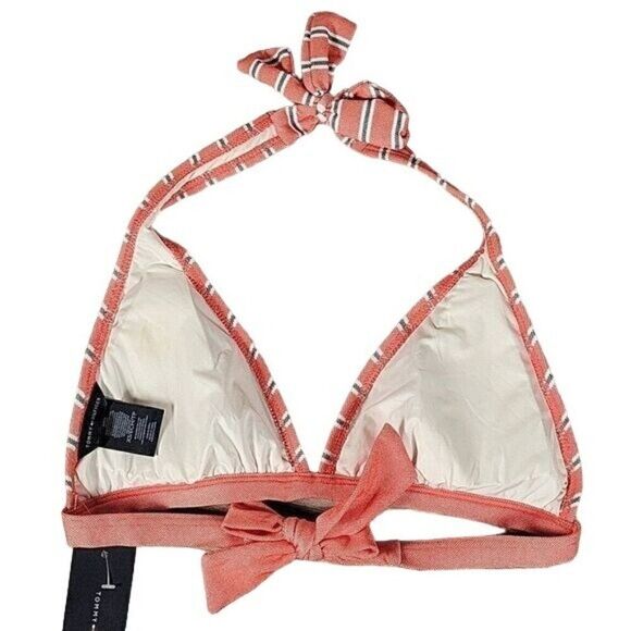 Tommy Hilfiger Striped Triangle Bikini Top Sz XS - Picture 2 of 8